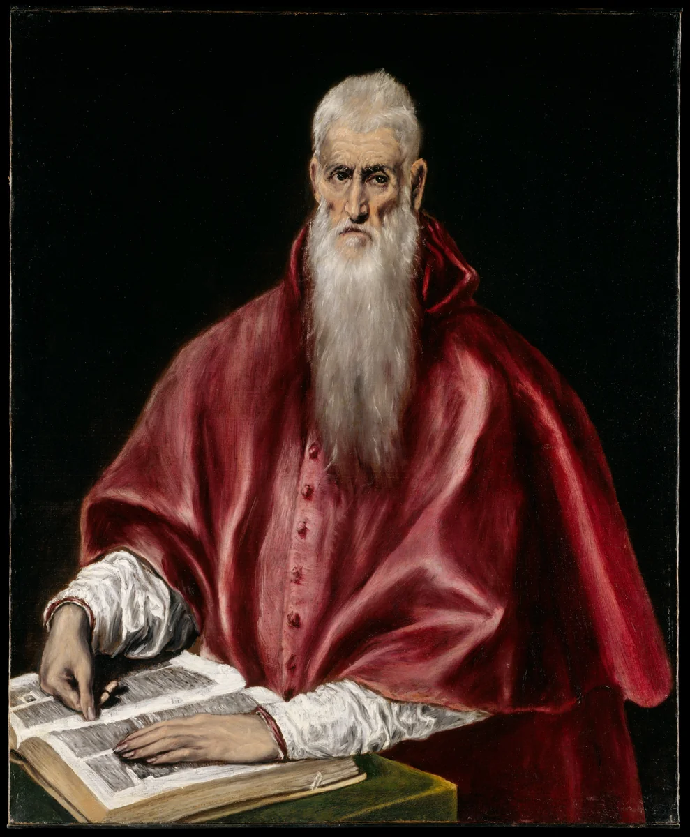 Saint Jerome as Scholar by El Greco, painting, 1600-1614