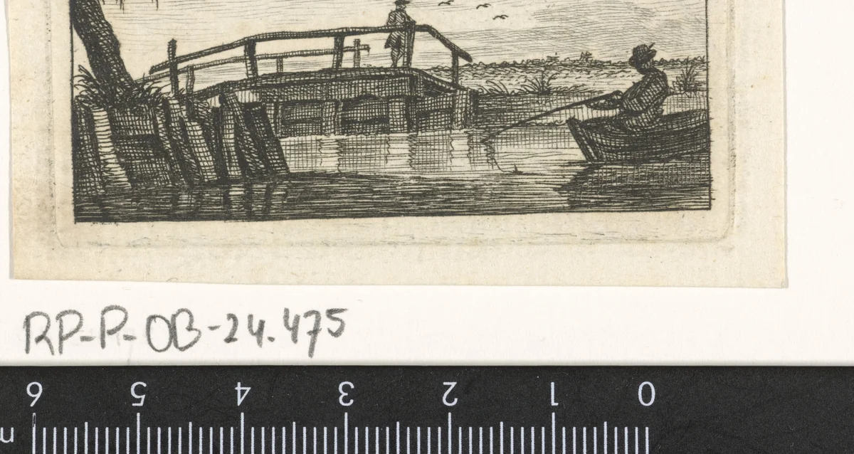 Rivierlandschap met houten brug by Caspar Jacobsz Philips, print, 1766
