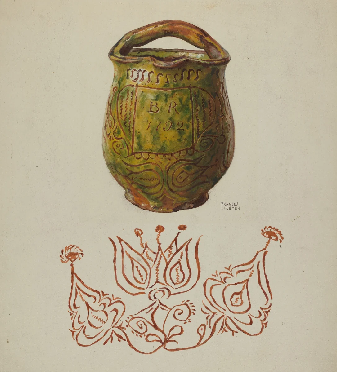 Pa. German Jug by Frances Lichten, index of american design, 1937