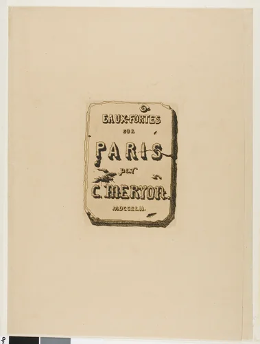 Title Page to Eaux-Fortes sur Paris by Charles Meryon, print, 1852