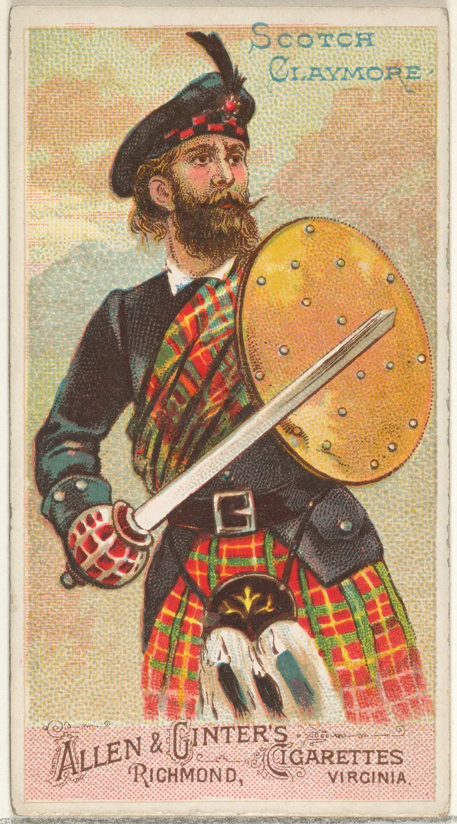 Scotch Claymore, from the Arms of All Nations series (N3) for Allen & Ginter Cigarettes Brands by Allen & Ginter, print, 1887