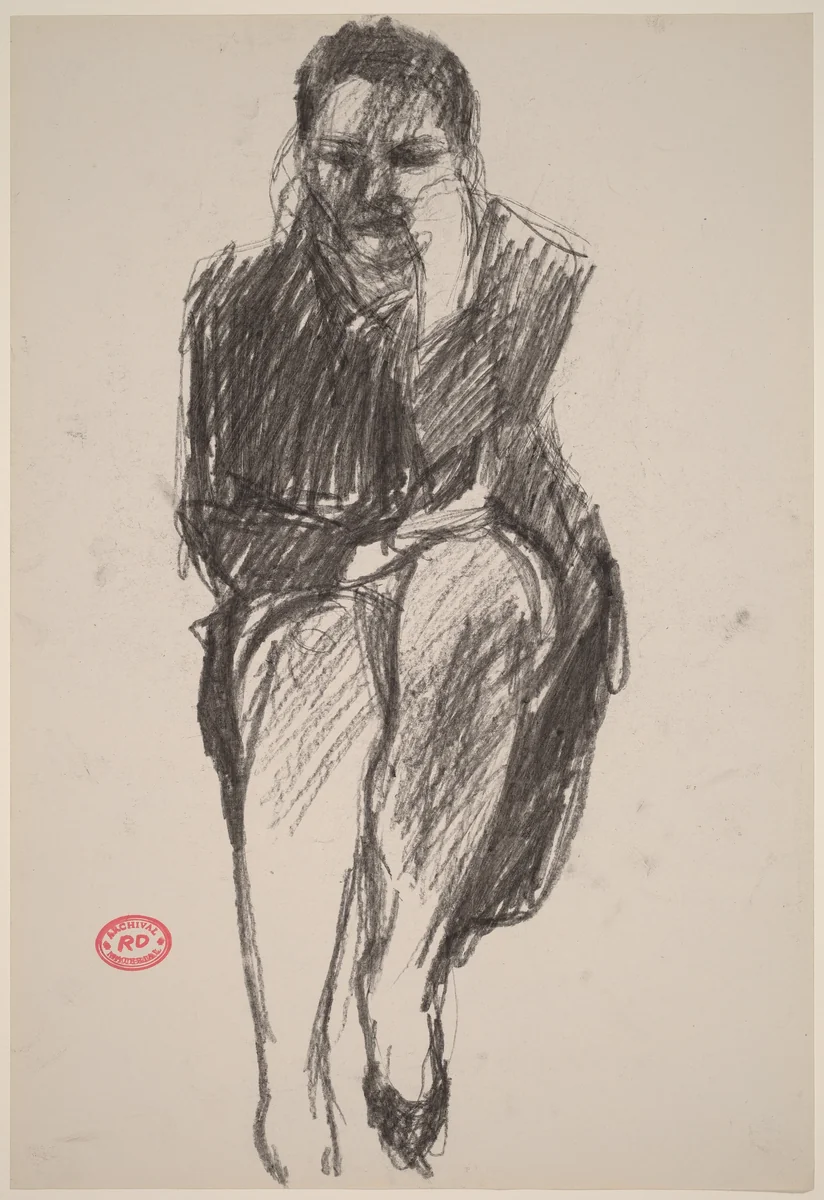 Untitled [seated woman in a dark coat] by Richard Diebenkorn, drawing, 1955-1967