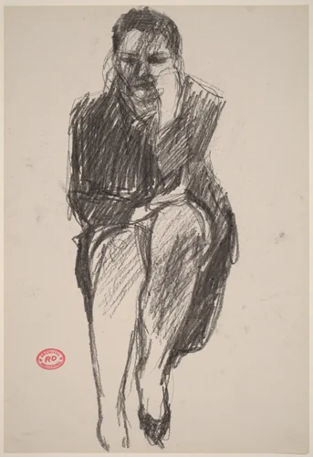 Untitled [seated woman in a dark coat] by Richard Diebenkorn, drawing, 1955-1967