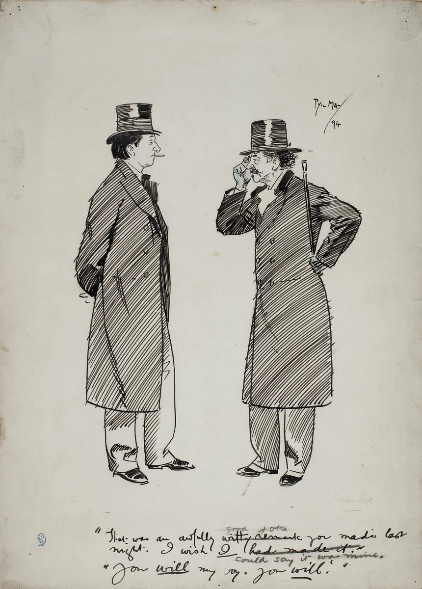 Oscar Wilde and Whistler by Philip May, drawing, 1894