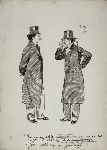 Oscar Wilde and Whistler by Philip May, drawing, 1894