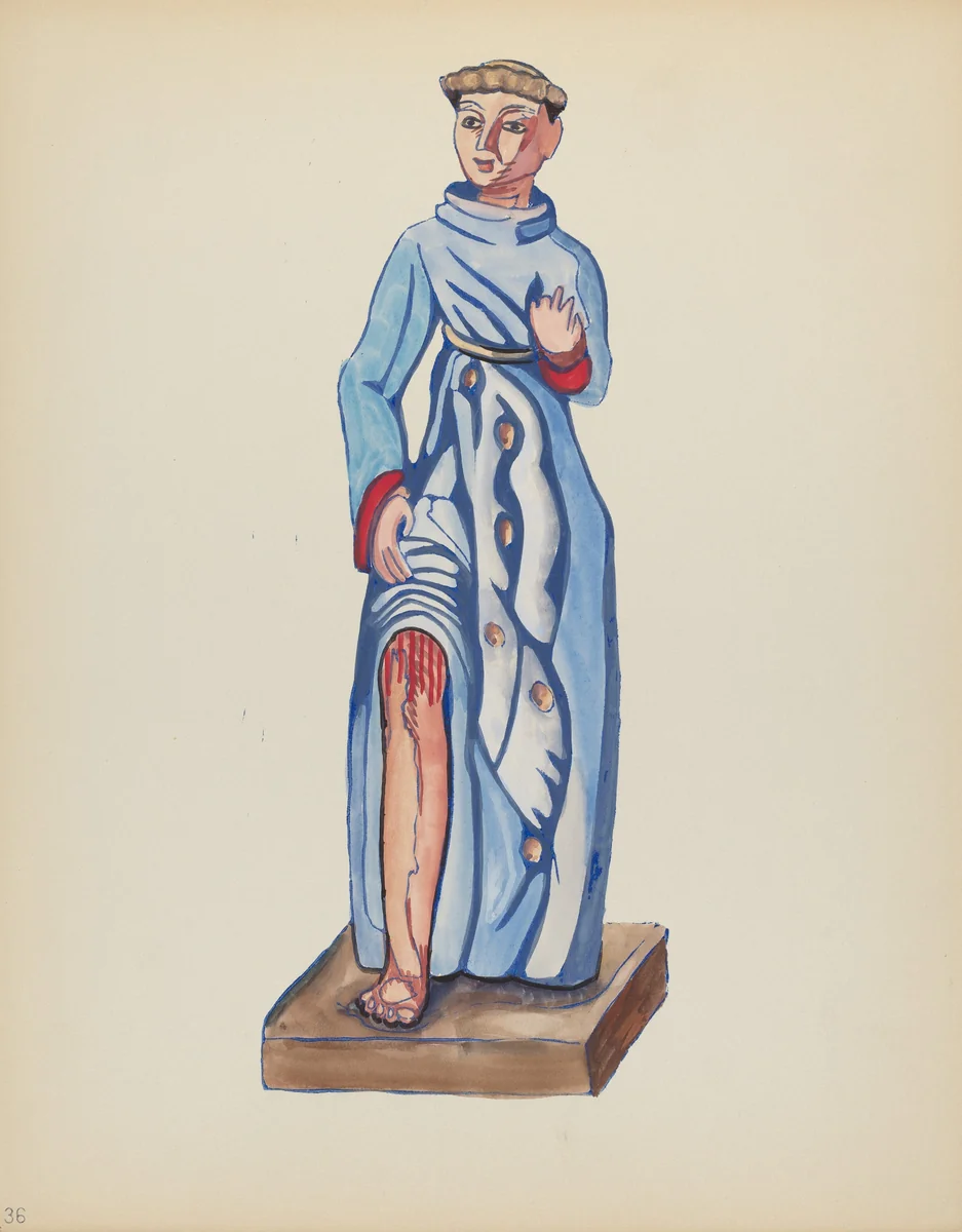 Plate 36: Saint Roch: From Portfolio "Spanish Colonial Designs of New Mexico" by American 20th Century, index of american design, 1935-1942