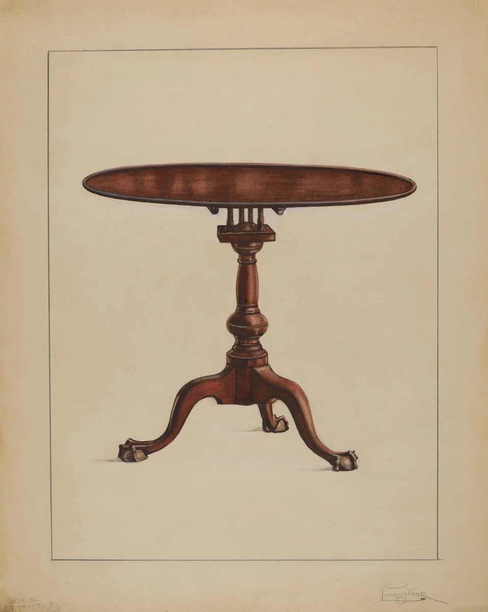 Tilt-top Table by Rolland Livingstone, index of american design, 1936
