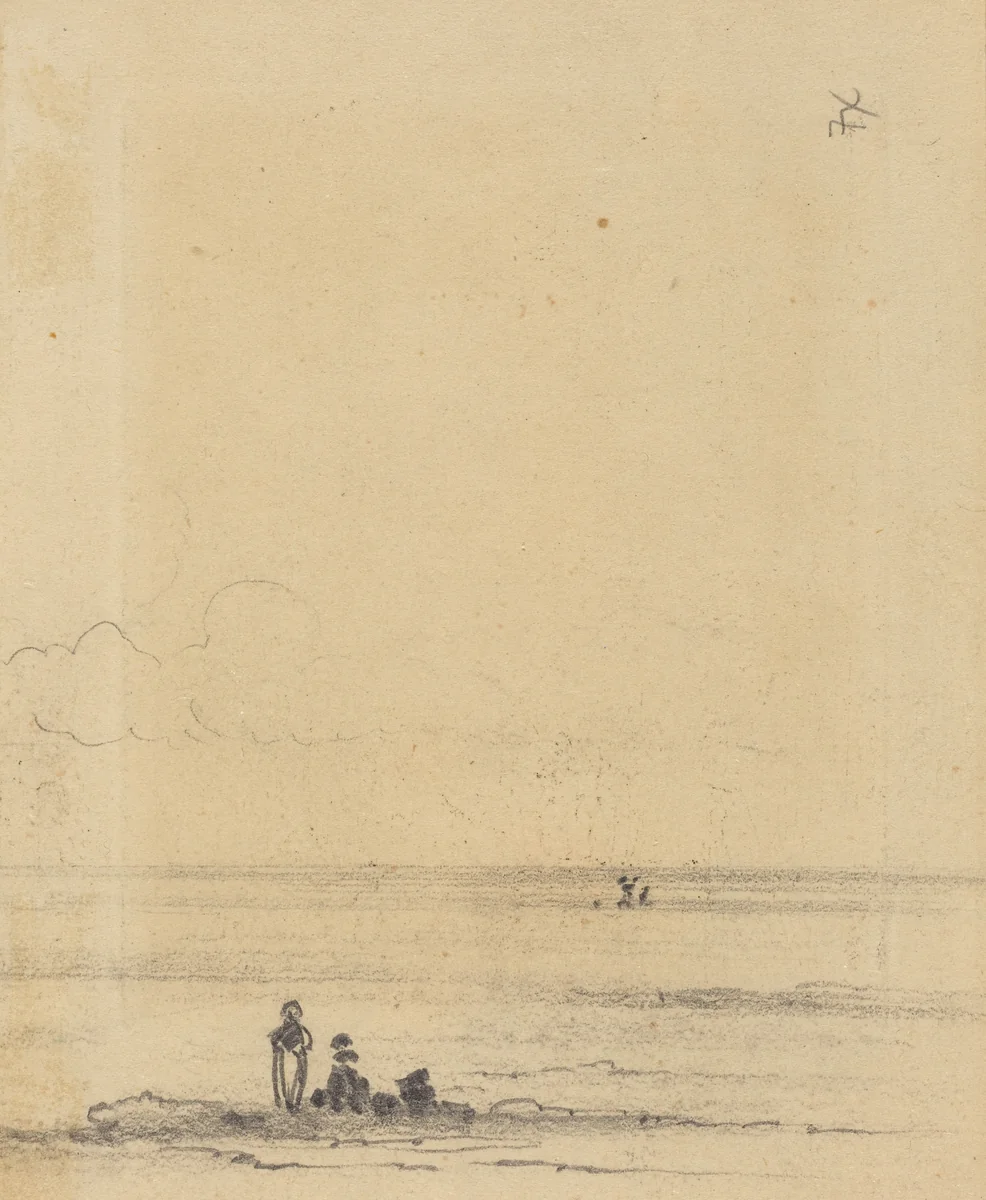 Figures on a Shore [verso] by Félix-Hilaire Buhot, drawing, 1875