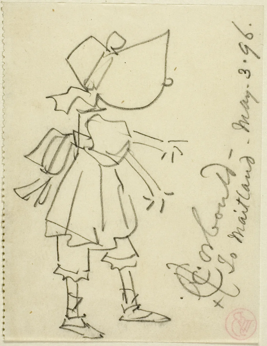 Girl in Bonnet by Edward Henry Corbould, drawing, 1896