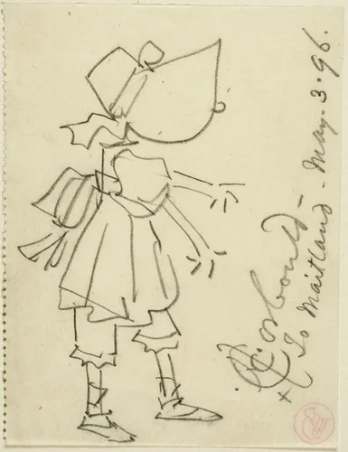 Girl in Bonnet by Edward Henry Corbould, drawing, 1896