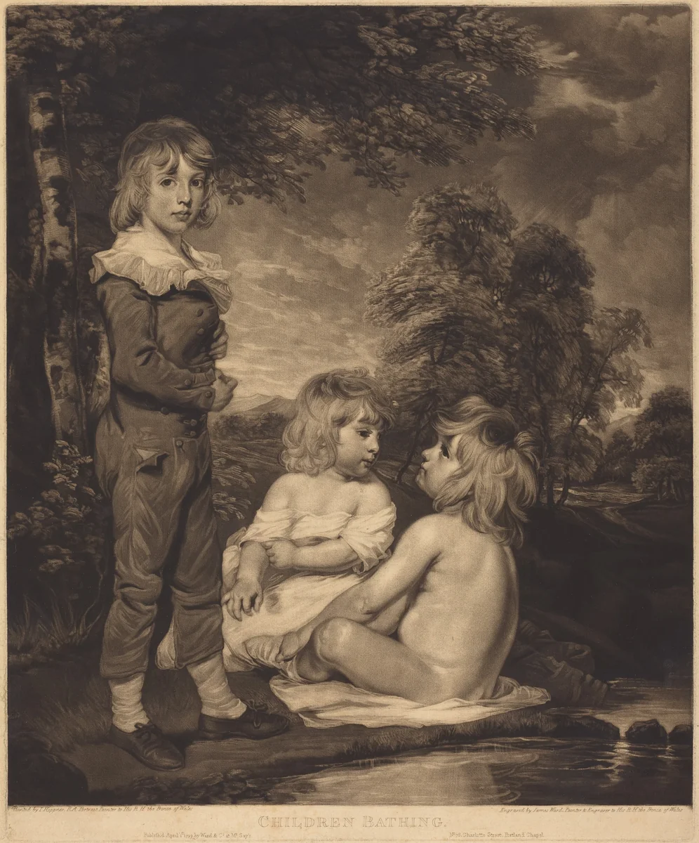 Children Bathing (The Hoppner Children) by James Ward; John Hoppner, print, 1804