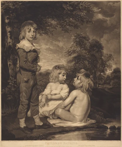 Children Bathing (The Hoppner Children) by James Ward; John Hoppner, print, 1804