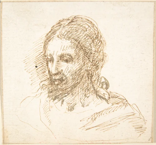 Head of Christ by Pedro Duque Cornejo, drawing, 1695-1755