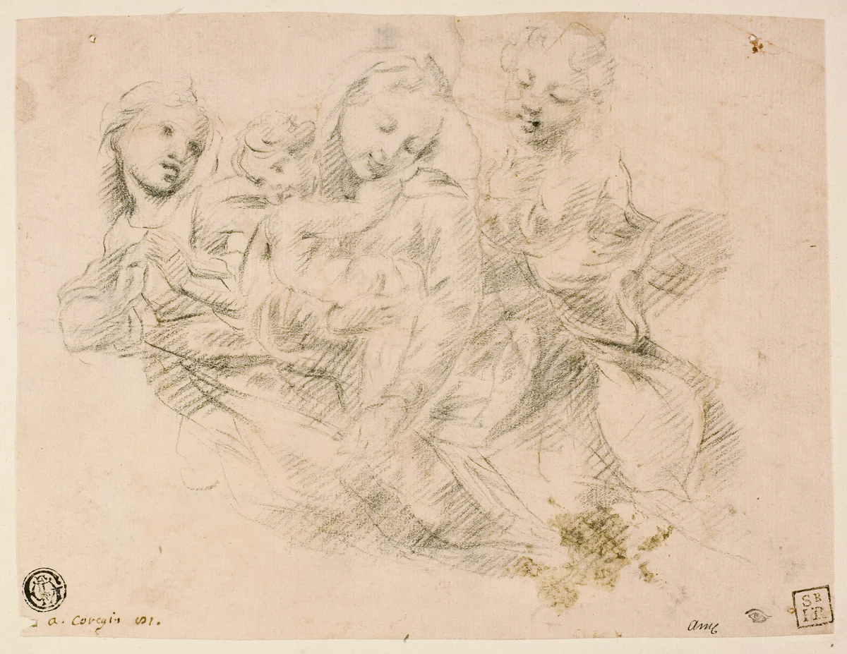 Madonna and Child with Two Angels by Sir Joshua Reynolds
Antonio Allegri
Correggio, drawing, 1747-1757