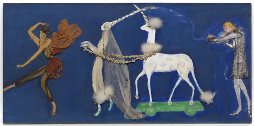Costume design (Procession: Zizim of Persia, Agnes of Bourganeuf, the Unicorn, and Pierre d’Aubusson) for artist's ballet Orphée of the Quat-z-arts by Florine Stettheimer, drawing, 1912
