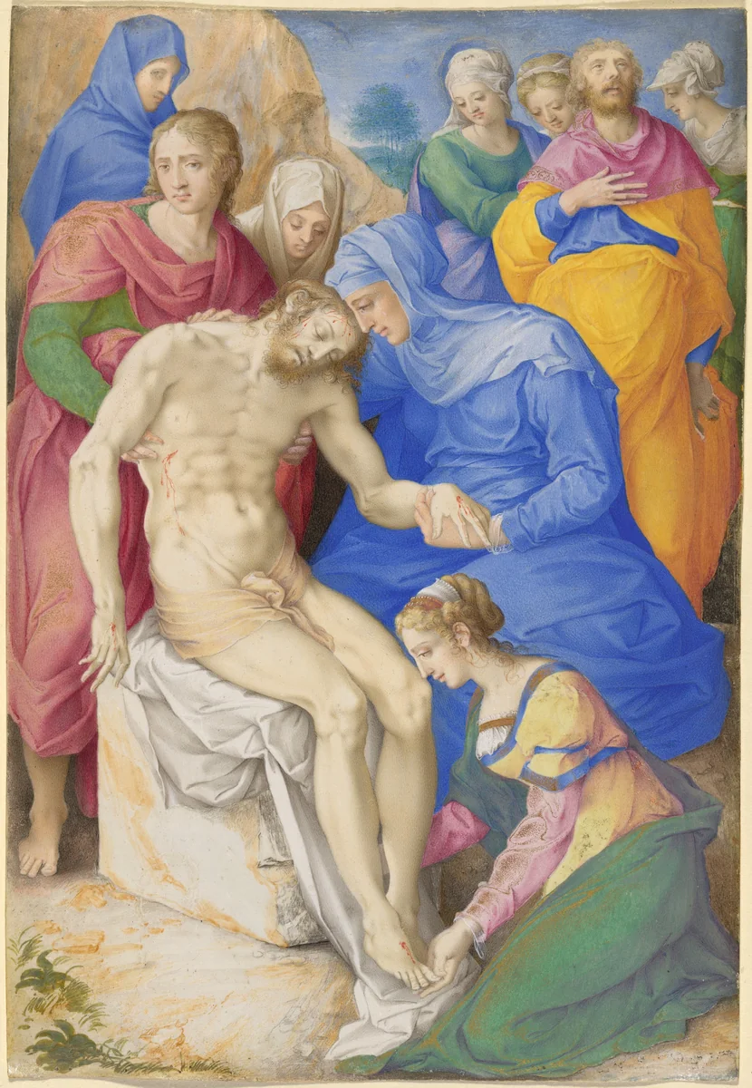The Lamentation by Giulio Clovio, drawing, 1550