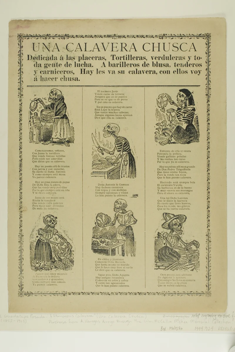 A Humorous Calavera by José Guadalupe Posada, print, 1871-1913