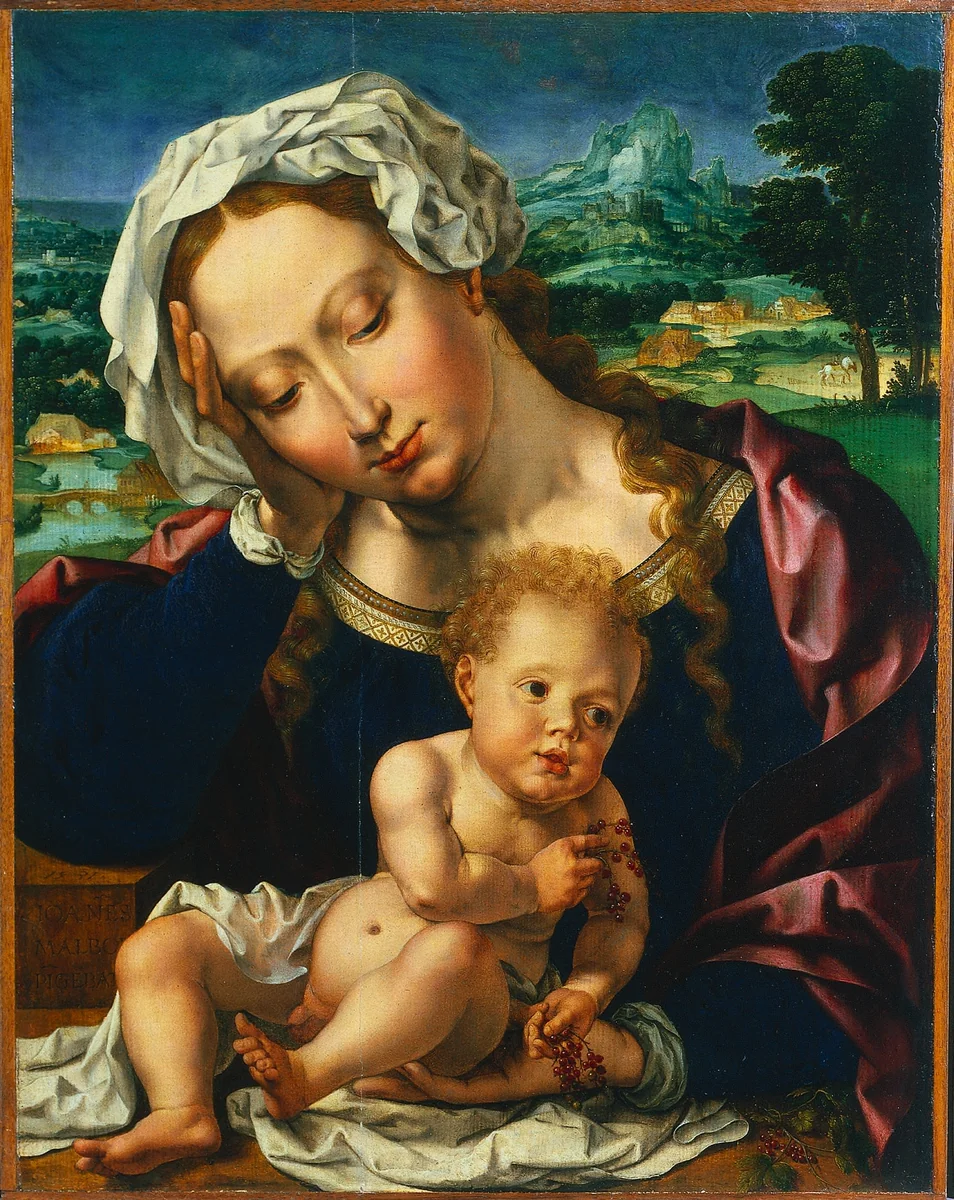 Virgin and Child in a Landscape by Jan Gossaert, painting, 1531