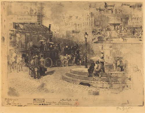 La Place Pigalle en 1878 (Place Pigalle in 1878) by Félix-Hilaire Buhot, print, 1878