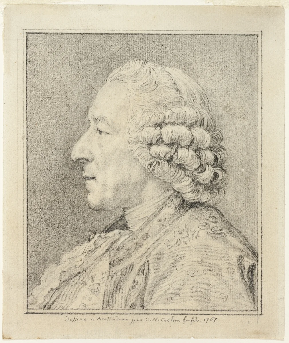 Bust of a Man in Profile to the Left by Charles-Nicholas Cochin, drawing, 1767-1790