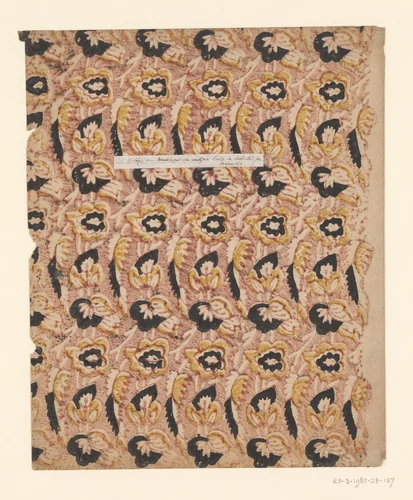 Blad banenpatroon van uitgespaarde bloemen en blaadjes by anonymous, other, 1750-1900