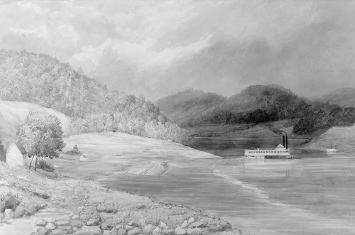 The Ohio River near Wheeling, West Virginia by Lefevre James Cranstone, artwork, 1859-1860