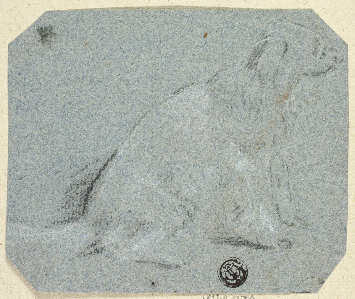 Seated Dog in Profile by Unknown Artist, drawing, 1800-1899