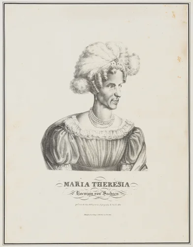 Portrait of Maria Theresia, Queen of Saxony by Ludwig Theodor Zöllner, print, 1829-1850