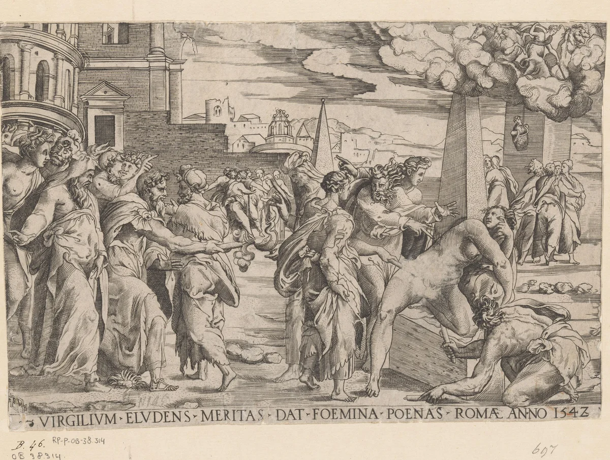Wraak van de magiër Vergilius by Unknown, print, 1542