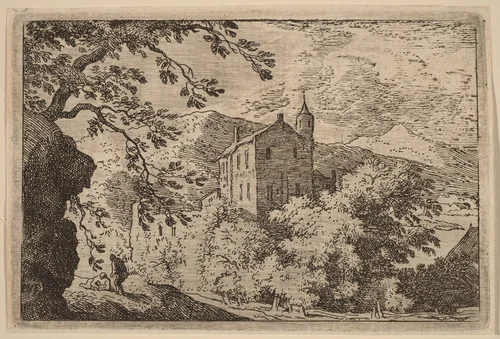 Large House with a Turret by Allart van Everdingen, print, 1645-1656