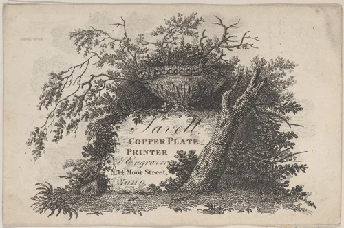 Trade Card for Savell, Copper Plate Printer by anonymous, print, 1700-1800