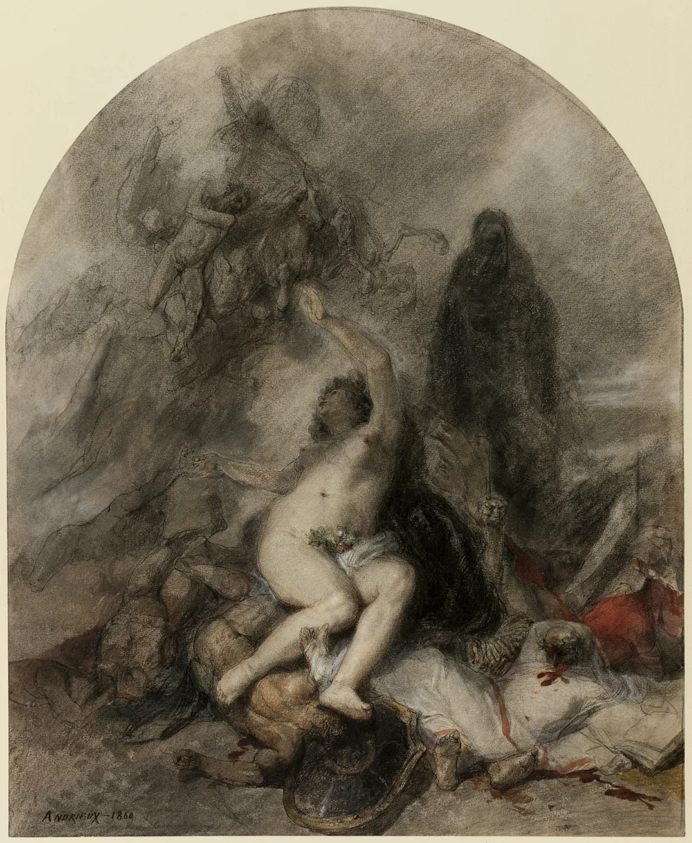 Allegory of War by Clement Auguste Andrieux, drawing, 1860