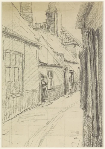 Straatje in een vissersdorp by Albert Baertsoen, drawing, 1876-1922