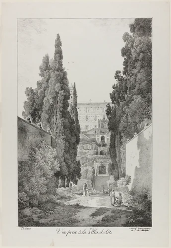 View of the Villa d'Este by Claude Thienon, print, 1817