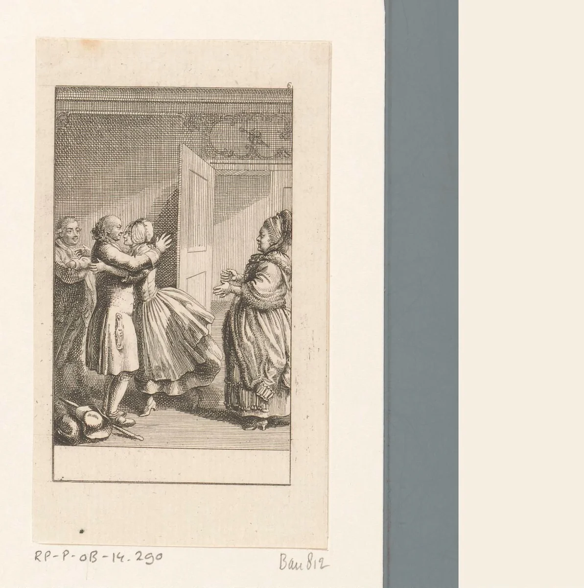 Nanine omhelst haar vader by Daniel Nikolaus Chodowiecki, print, 1781