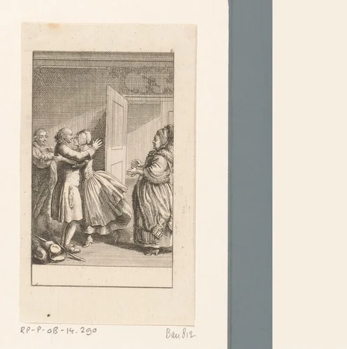 Nanine omhelst haar vader by Daniel Nikolaus Chodowiecki, print, 1781