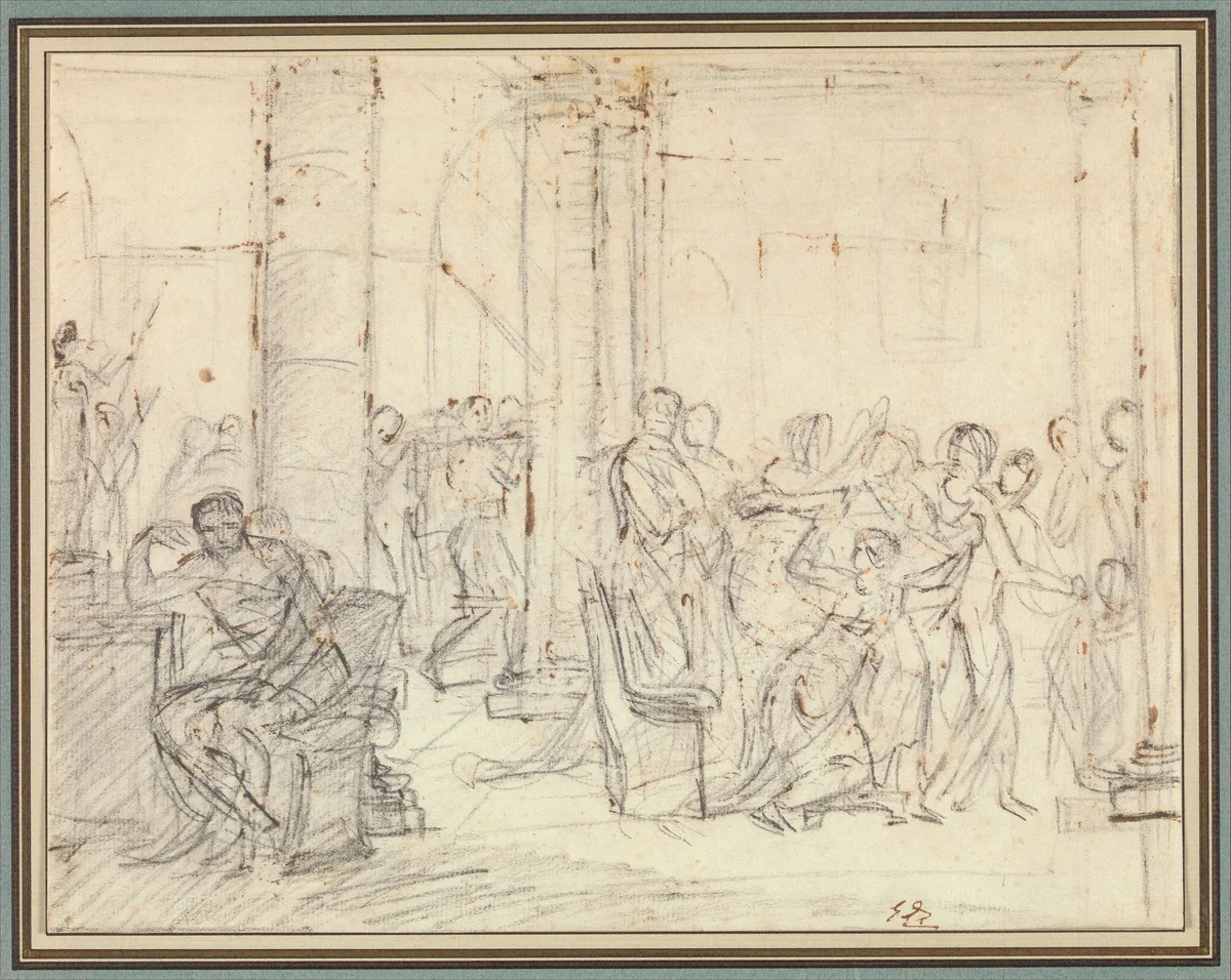 Study for The Lictors Bringing Brutus the Bodies of his Sons by Jacques-Louis David, drawing, 1785-1791