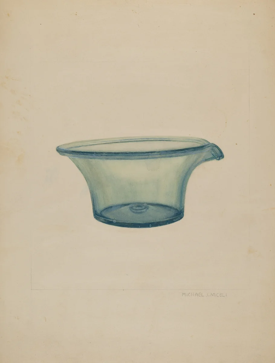 Glass Milk Pan by Michael J. Miceli, index of american design, 1937