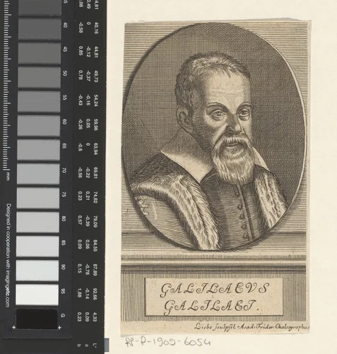 Portret van Galileo Galilei by Christian Gottlob Liebe, print, 1706-1753