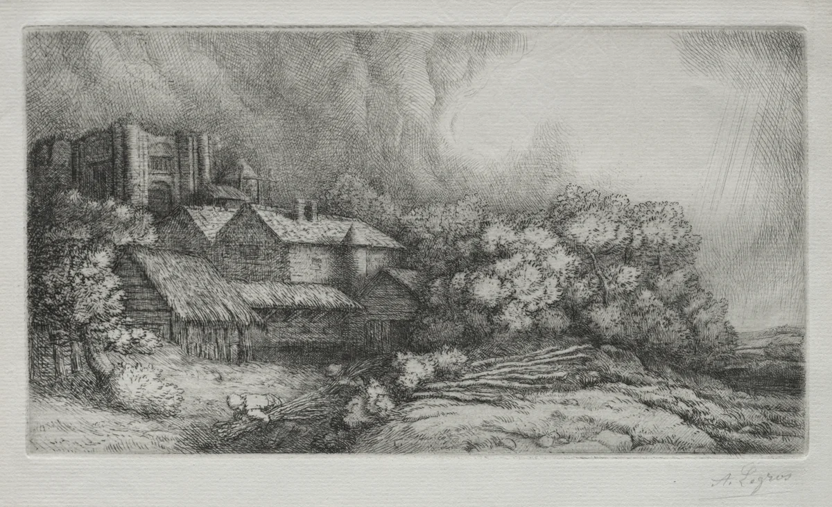 The Abbey Farm (La Ferme de l'abbaye) by Alphonse Legros, print, 1888-1898