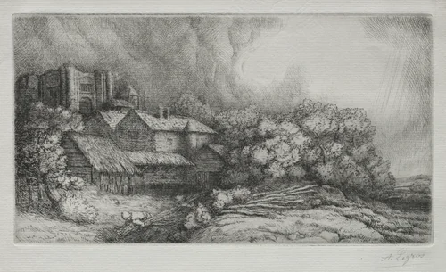 The Abbey Farm (La Ferme de l'abbaye) by Alphonse Legros, print, 1888-1898