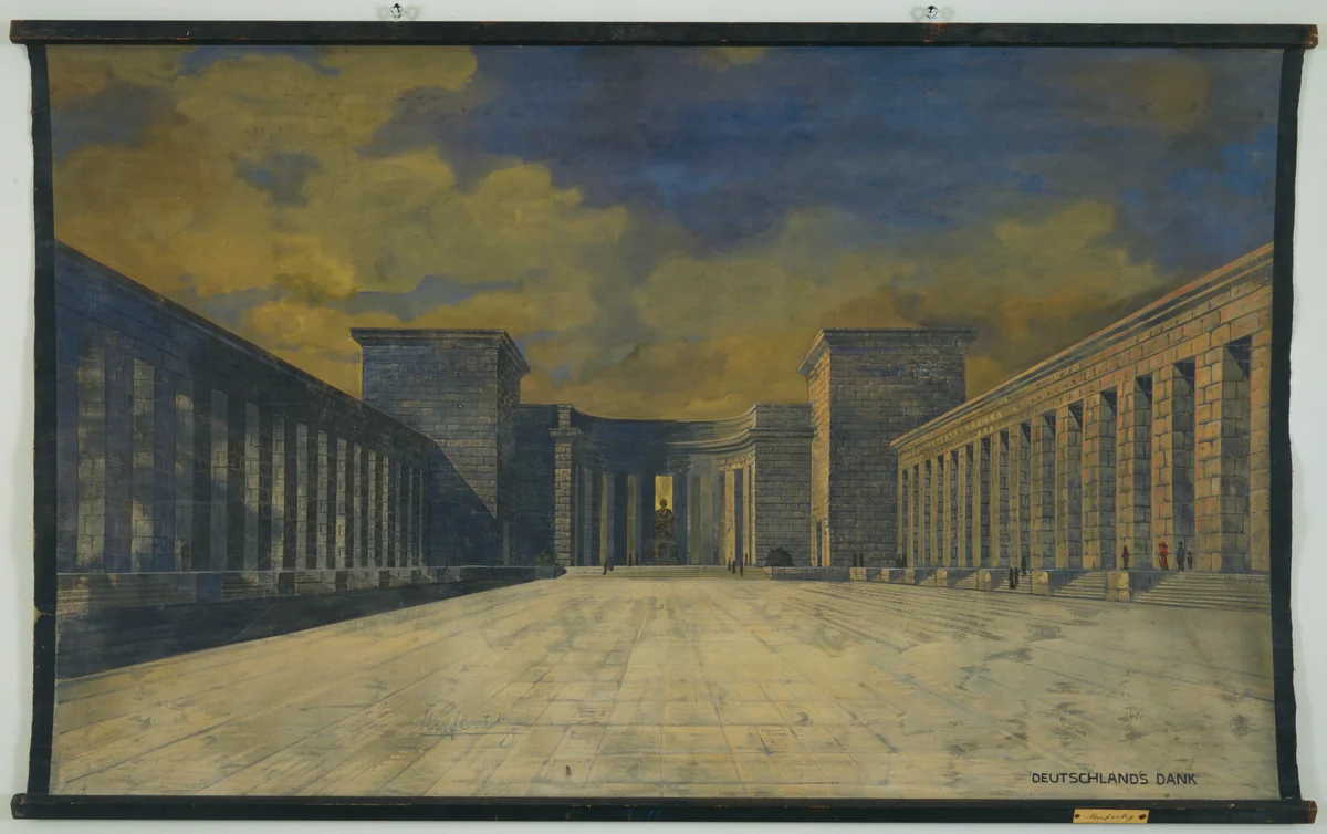 Bismarck Monument, project, Bingen, Germany, Perspective view of courtyard by Ludwig Mies van der Rohe, architecture, 1910