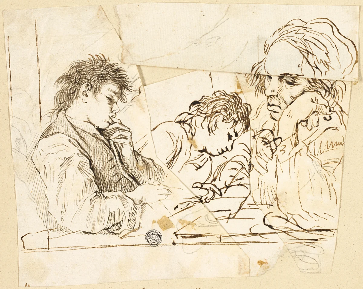 Sketches of School Boys by Francesco di Maria, drawing, 1700-1799