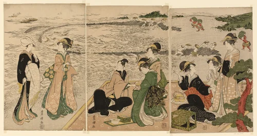 A seaside outing by Utagawa Toyokuni I (初代 歌川 豊国), print, 1796-1809