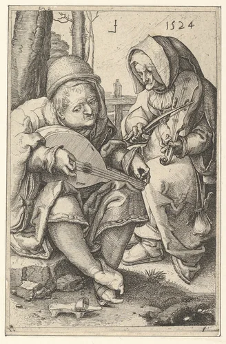 The Musicians (copy) by Lucas van Leyden, print, 1500-1533