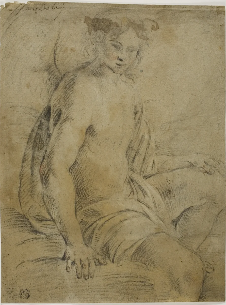 Seated Angel by Mario Balassi
Lorenzo del Pasinelli, drawing, 1624-1667