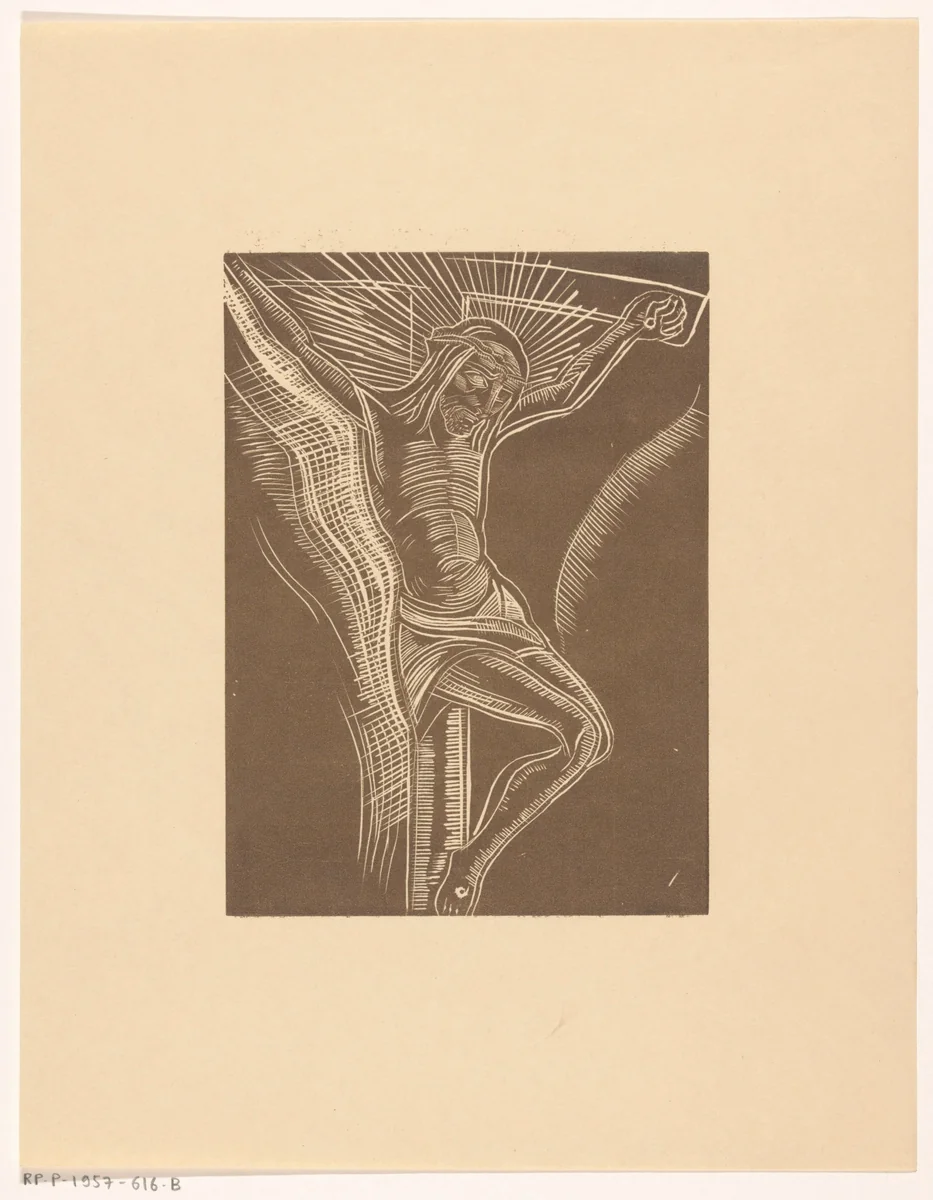 Christus aan het kruis by Lodewijk Schelfhout, print, 1935
