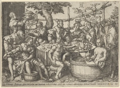 The Rich Man at His Table, from "The Parable of the Rich Man and Lazarus" by Heinrich Aldegrever, print, 1554