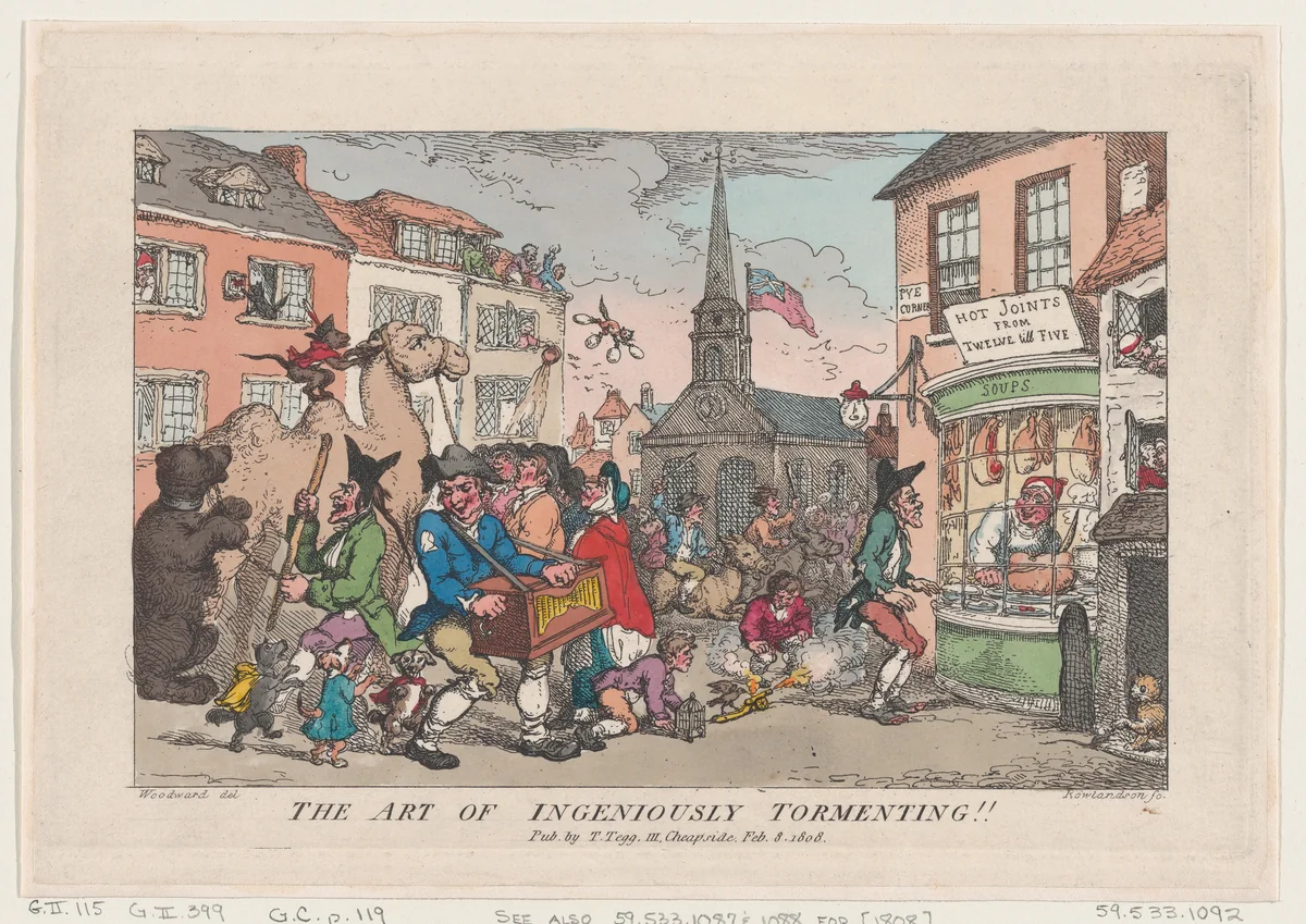 The Art of Ingeniously Tormenting by Thomas Rowlandson, print, 1808