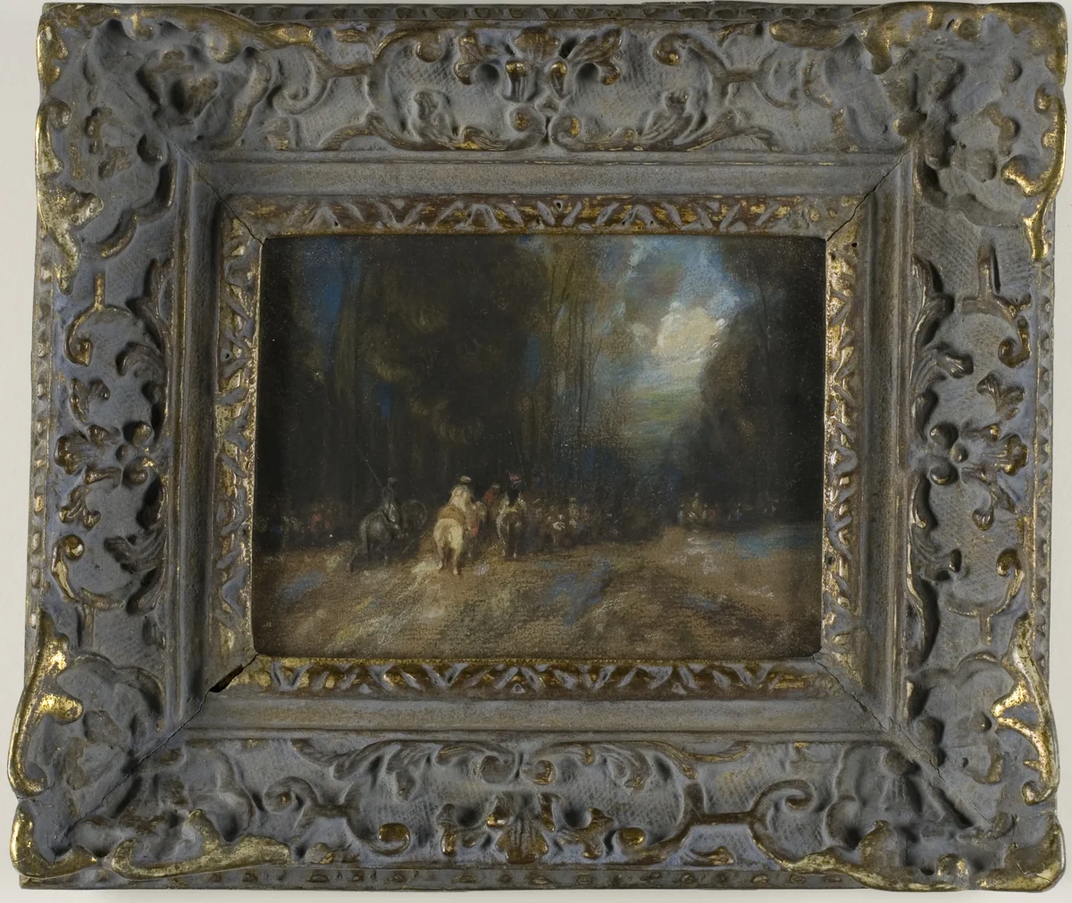 Riders on Horseback in Woods by Unknown Artist, painting, 1701-1800